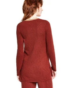 Women's Chain-Embellished Tunic Pullover Sweater
