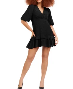 Women's Clip Dot Ruffled Fit & Flare Dress