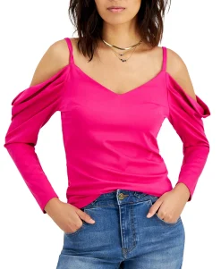 Women's Cold-Shoulder Drape-Sleeve Top