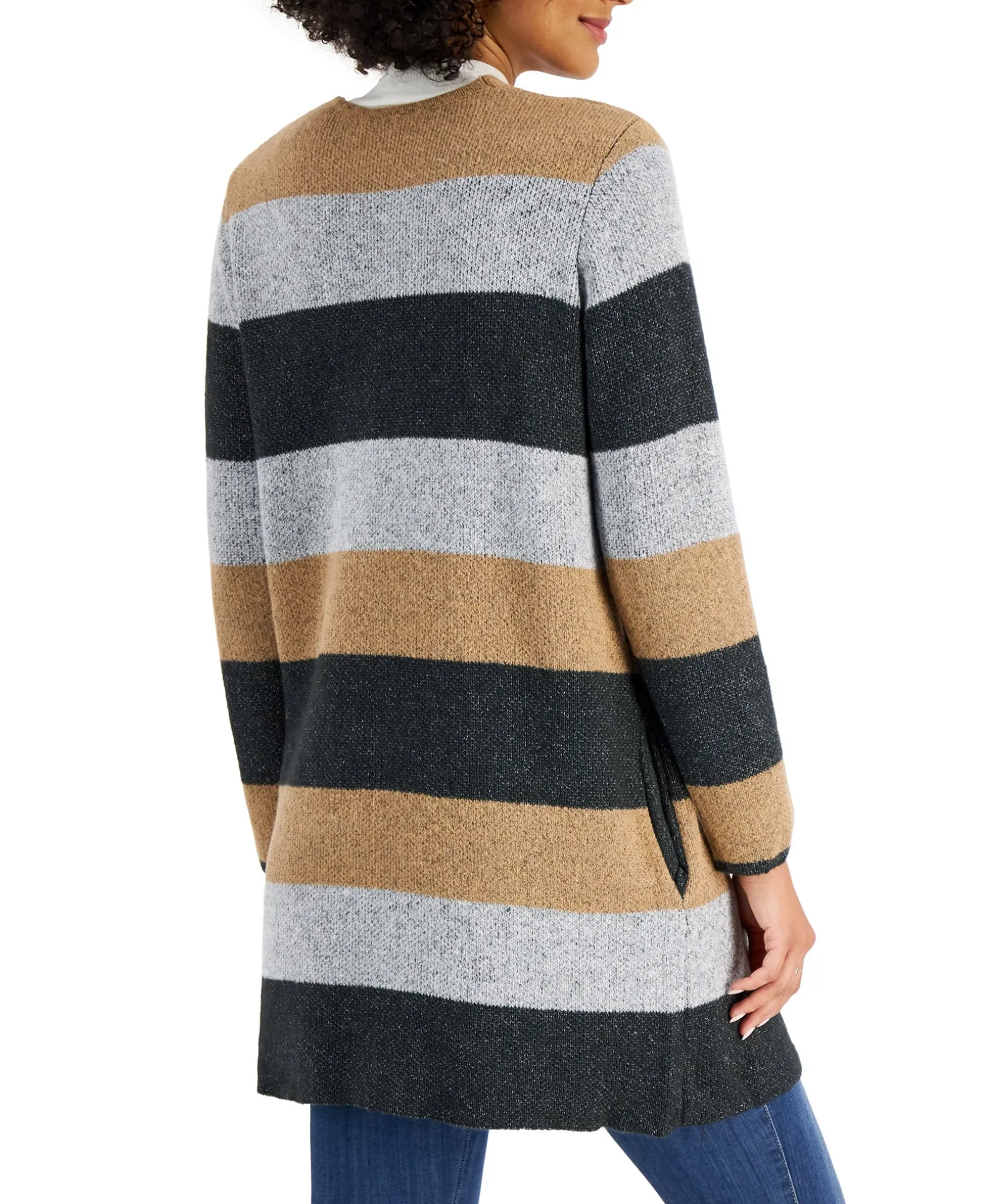Women's Colorblocked Open-Front Cardigan