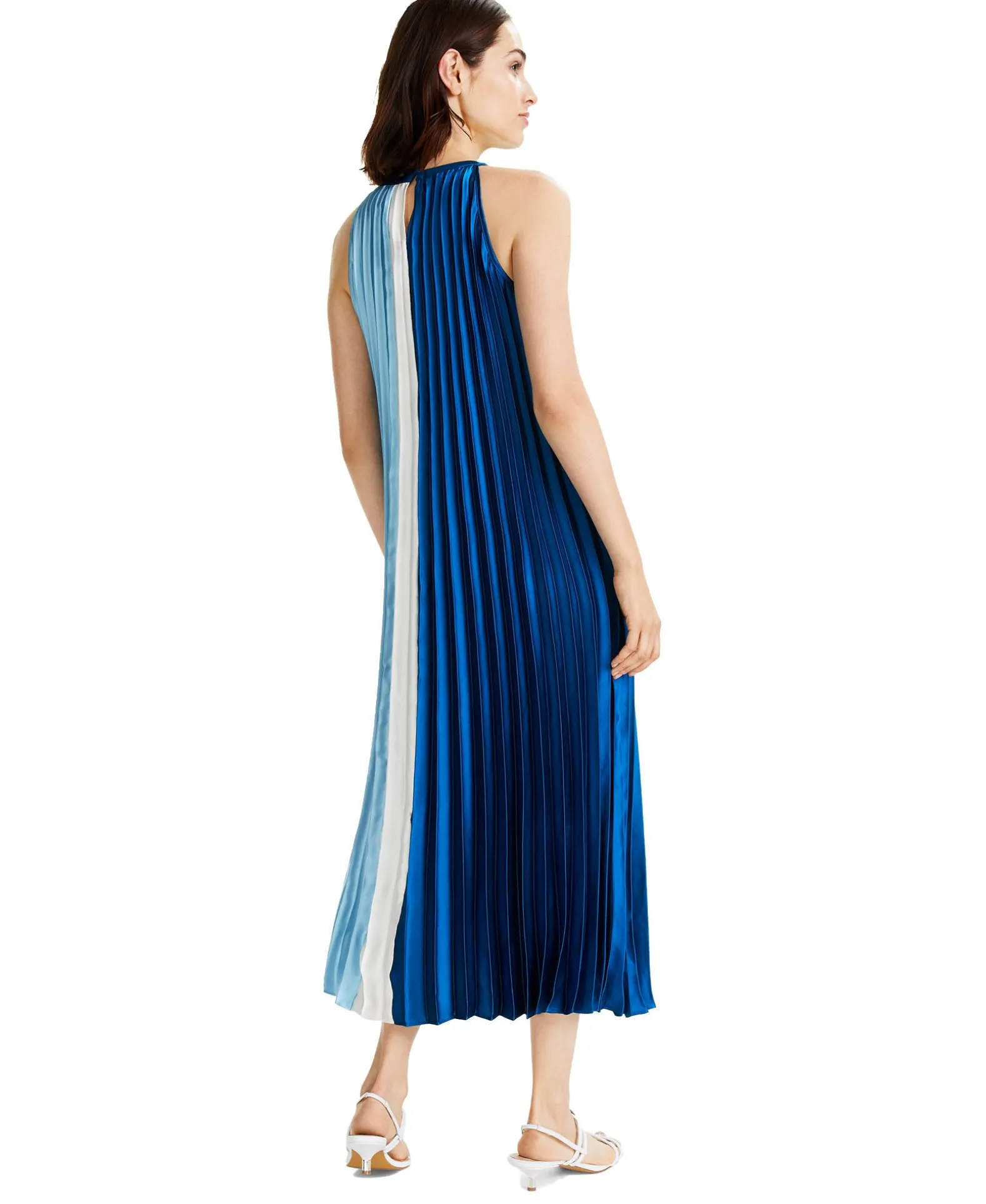 Women's Colorblocked Pleated Midi Dress