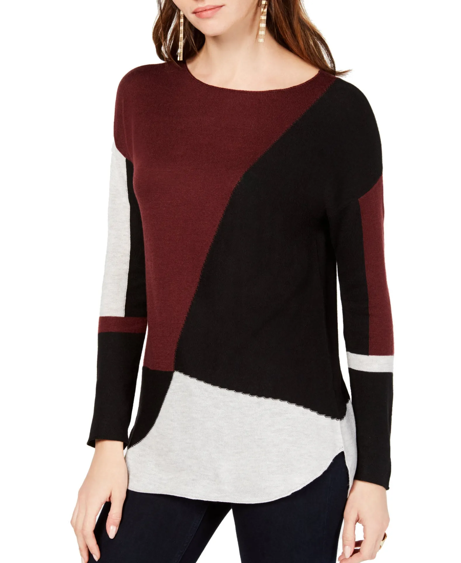 Women's Colorblocked Shirttail Sweater