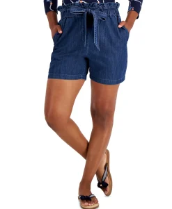 Women's Cotton Denim Tie-Waist Shorts