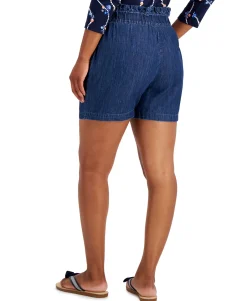 Women's Cotton Denim Tie-Waist Shorts