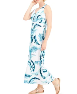 Women's Cotton Fern-Print Maxi Dress