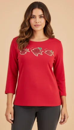 Women's Cotton Fishing-Gem-Graphic Top