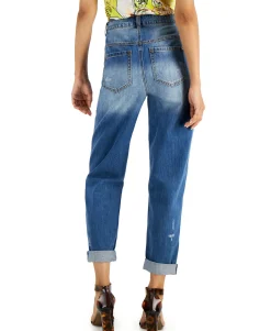 Women's Cotton High-Rise Ripped Slouchy Ankle Jeans