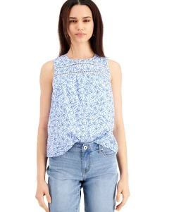 Women's Cotton Lace-Trim Tank Top