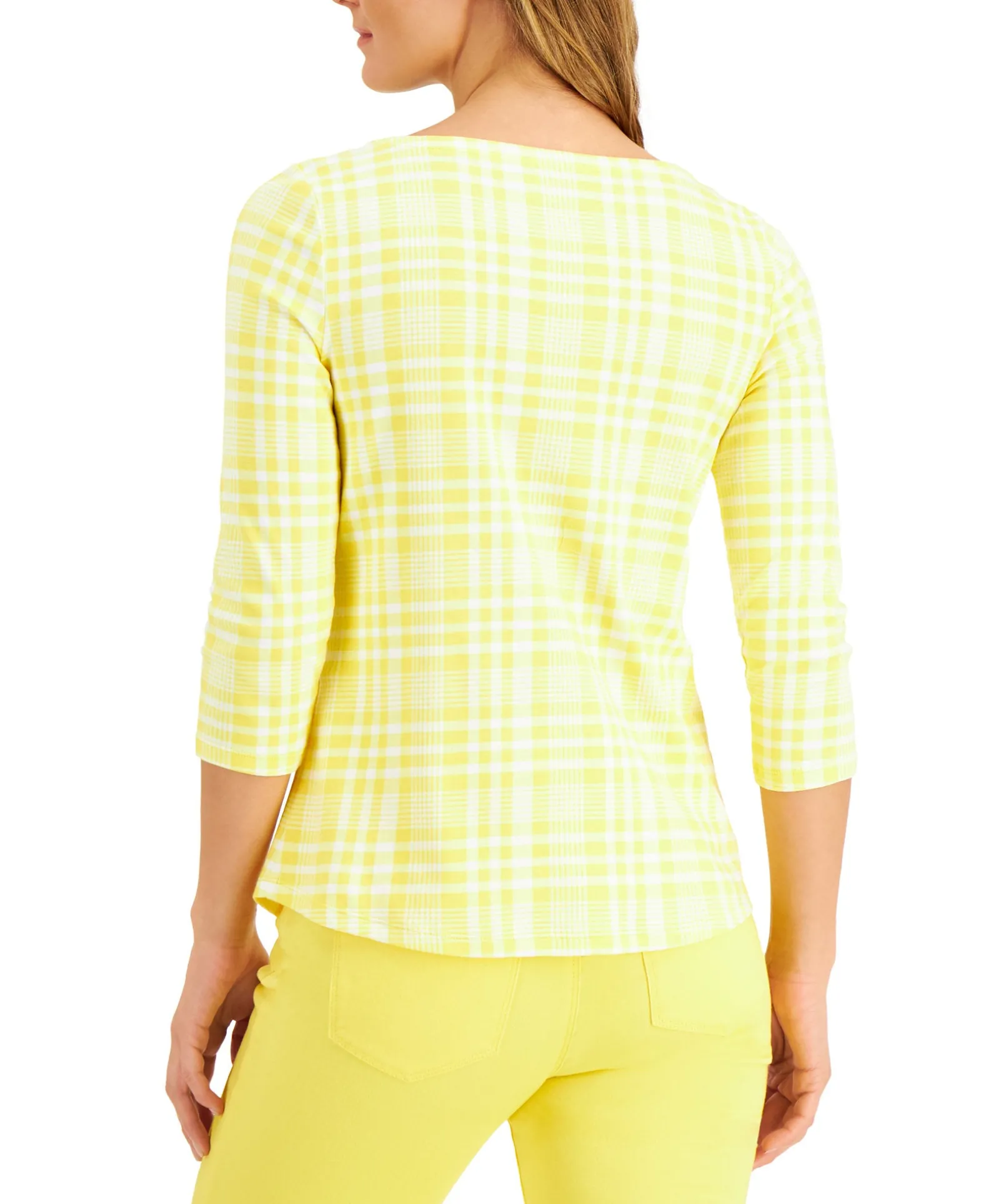 Women's Cotton Plaid-Print Top