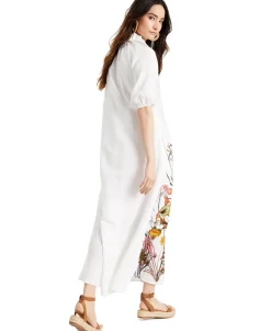 Women's Cotton Printed Puff-Sleeve Maxi Dress