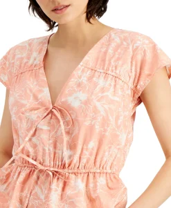 Women's Cotton Printed V-Neck Top