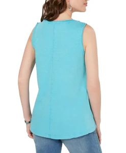 Women's Cotton Soutache-Trim Tank Top