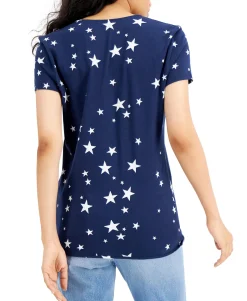 Women's Cotton Star-Print Twist-Front T-Shirt