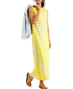 Women's Cotton Striped Sleeveless Dress