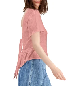 Women's Cotton Tie-Back Ruffled Top