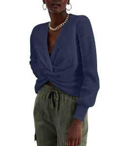 Women's Cotton Twist-Front Sweater