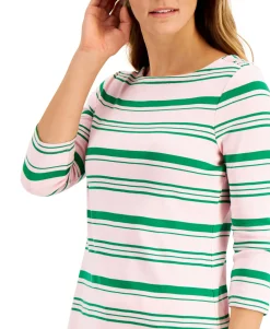 Women's Cotton Variegated Striped Top
