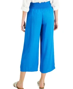 Women's Crinkle-Gauze Cropped Wide-Leg Pants