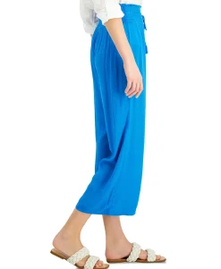 Women's Crinkle-Gauze Cropped Wide-Leg Pants