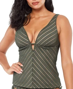 Women's Crochet Plunge Tankini Top