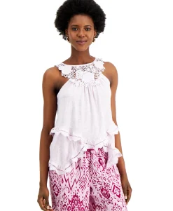 Women's Crochet-Trim Top