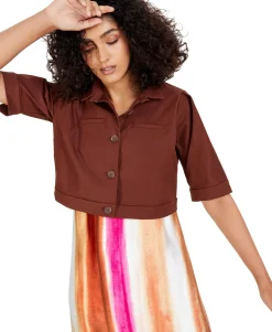 Women's Cropped Elbow-Sleeve Jacket