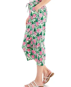 Women's Cropped Floral-Print Pants