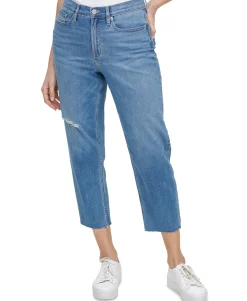 Women's Cropped High-Rise Straight-Leg Jeans
