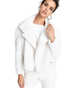 Women's Cropped Sherpa Puff-Sleeve Jacket