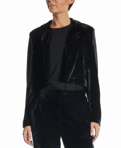 Women's Cropped Velvet Blazer