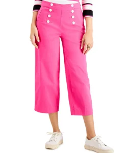 Women's Cropped Wide-Leg Twill Pant