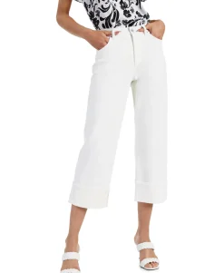 Women's Cuffed Cropped Wide-Leg Jeans