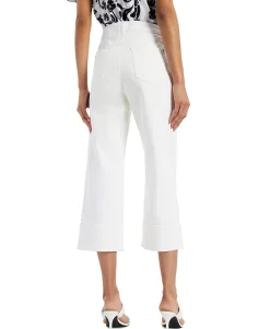 Women's Cuffed Cropped Wide-Leg Jeans