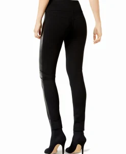 Women's Curvy Faux-Leather Front Leggings