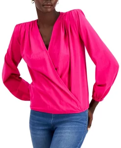 Women's Draped Surplice Top