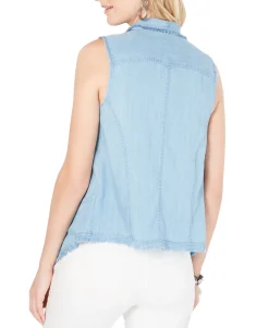 Women's Draped-Front Frayed-Hem Vest
