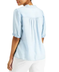Women's Elbow Sleeve Chambray Top