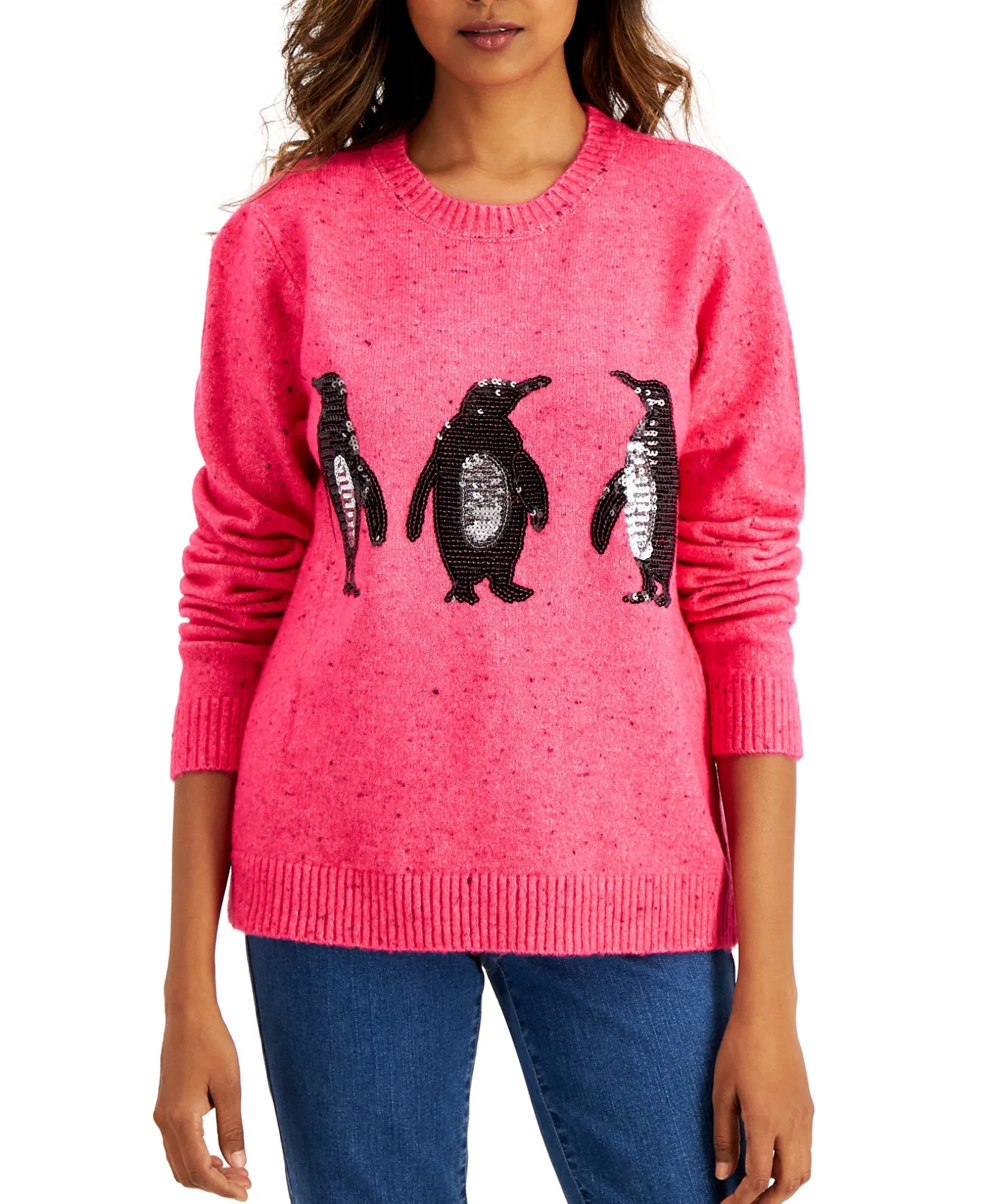 Women's Embellished Penguin Sweater