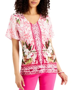 Women's Embellished Printed Top