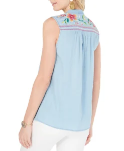 Women's Embroidered Button-Up Top