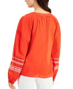Women's Embroidered Peasant Top