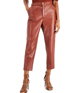 Women's Faux-Leather Cropped Pants
