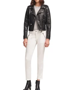 Women's Faux-Leather Moto Jacket