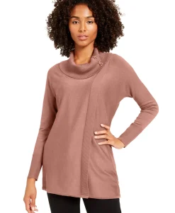 Women's Faux-Wrap Cowl-Neck Sweater
