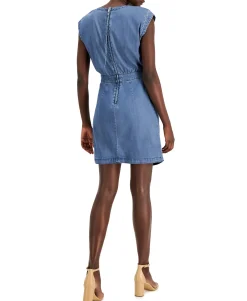 Women's Faux-Wrap Denim Dress