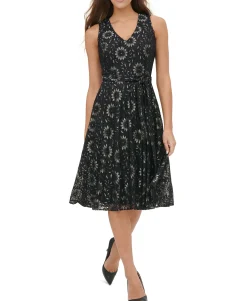 Women's Floral-Lace Fit & Flare Dress