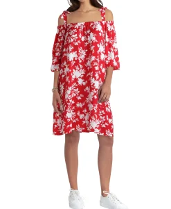 Women's Floral-Print Cold-Shoulder Dress