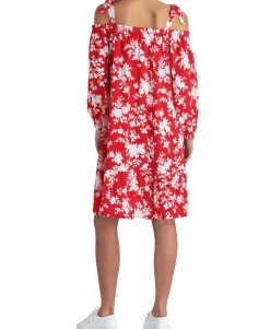 Women's Floral-Print Cold-Shoulder Dress