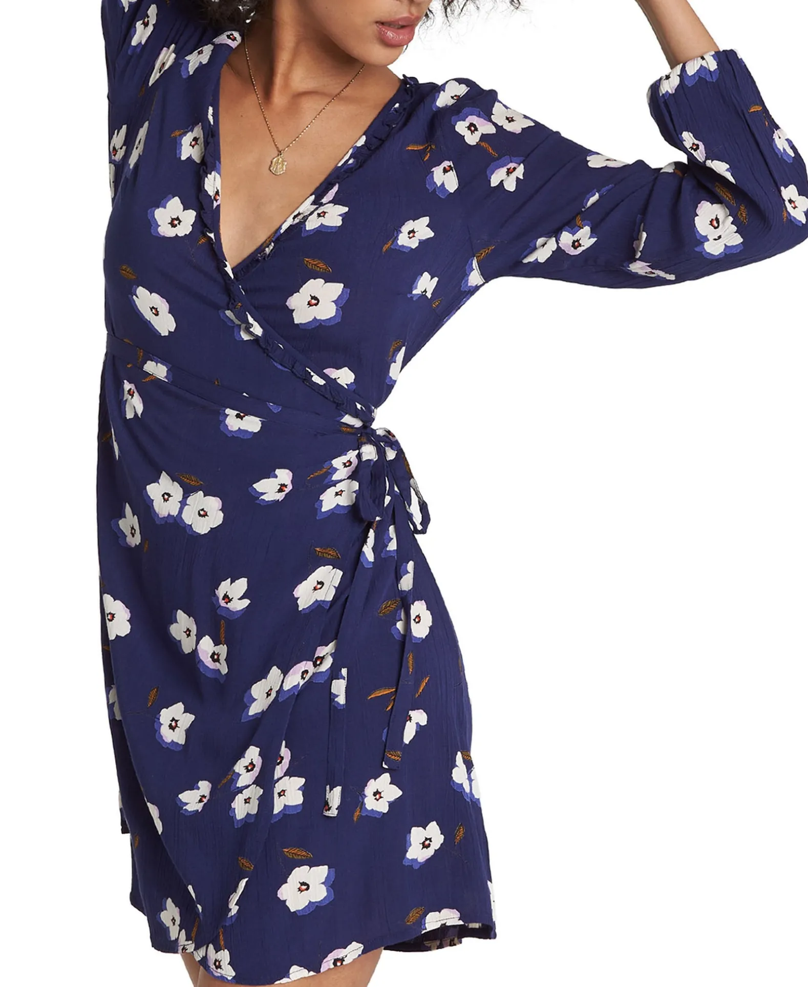 Women's Floral-Print Ruffled Wrap Dress