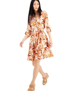 Women's Floral-Print Shirtdress